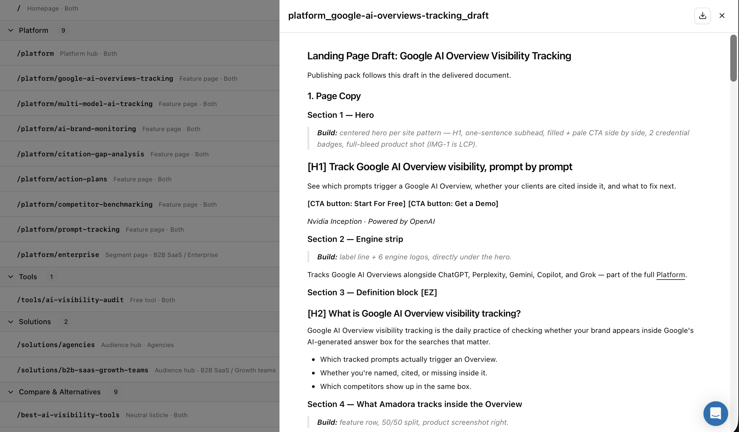 Lading Page Draft Overview