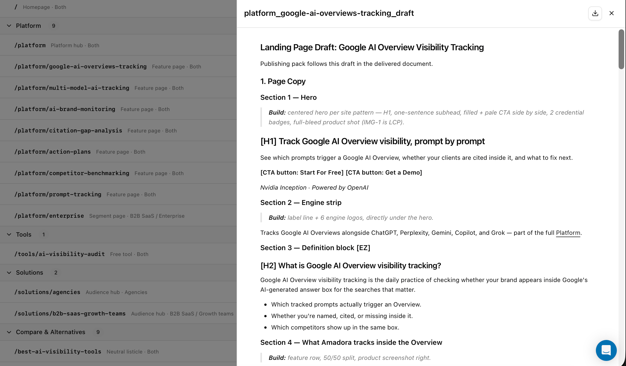 Lading Page Draft Overview
