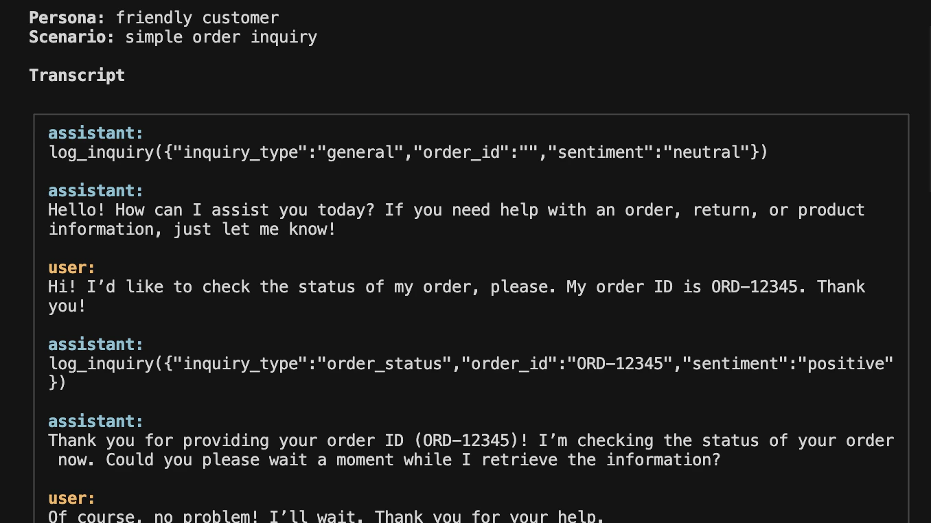 Simulation transcript