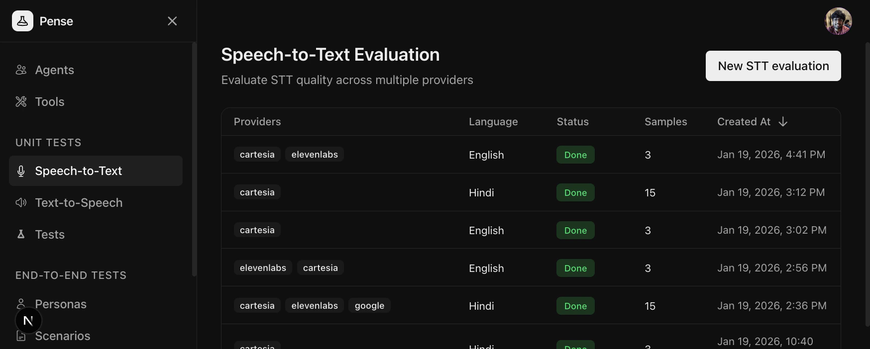 Speech to Text Evaluations List