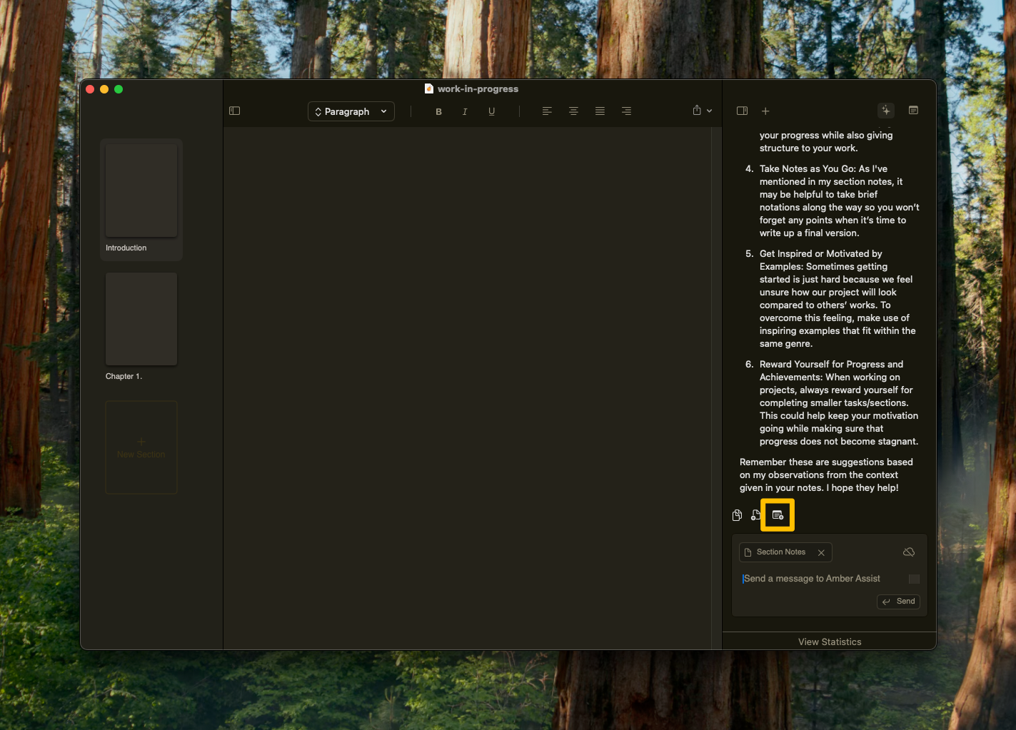 Create reference notes from AI responses