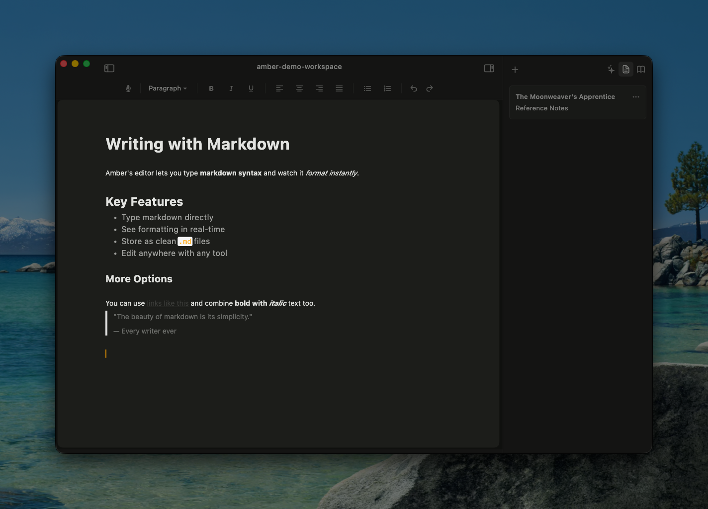 Rich text editor with native markdown support