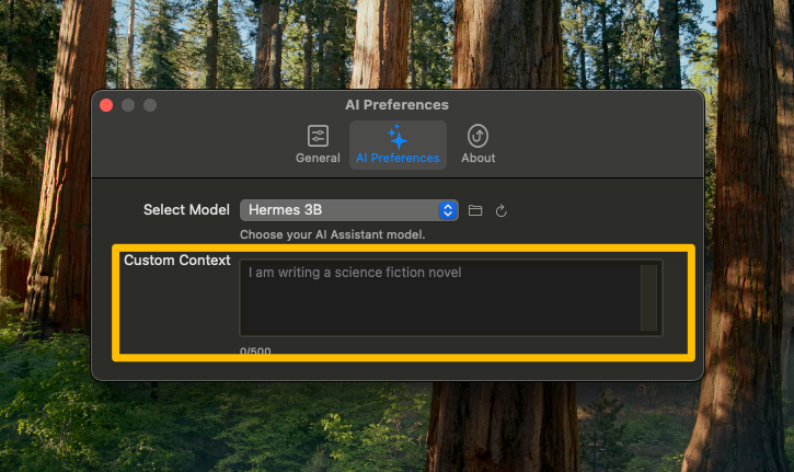 Setting custom context for your writing