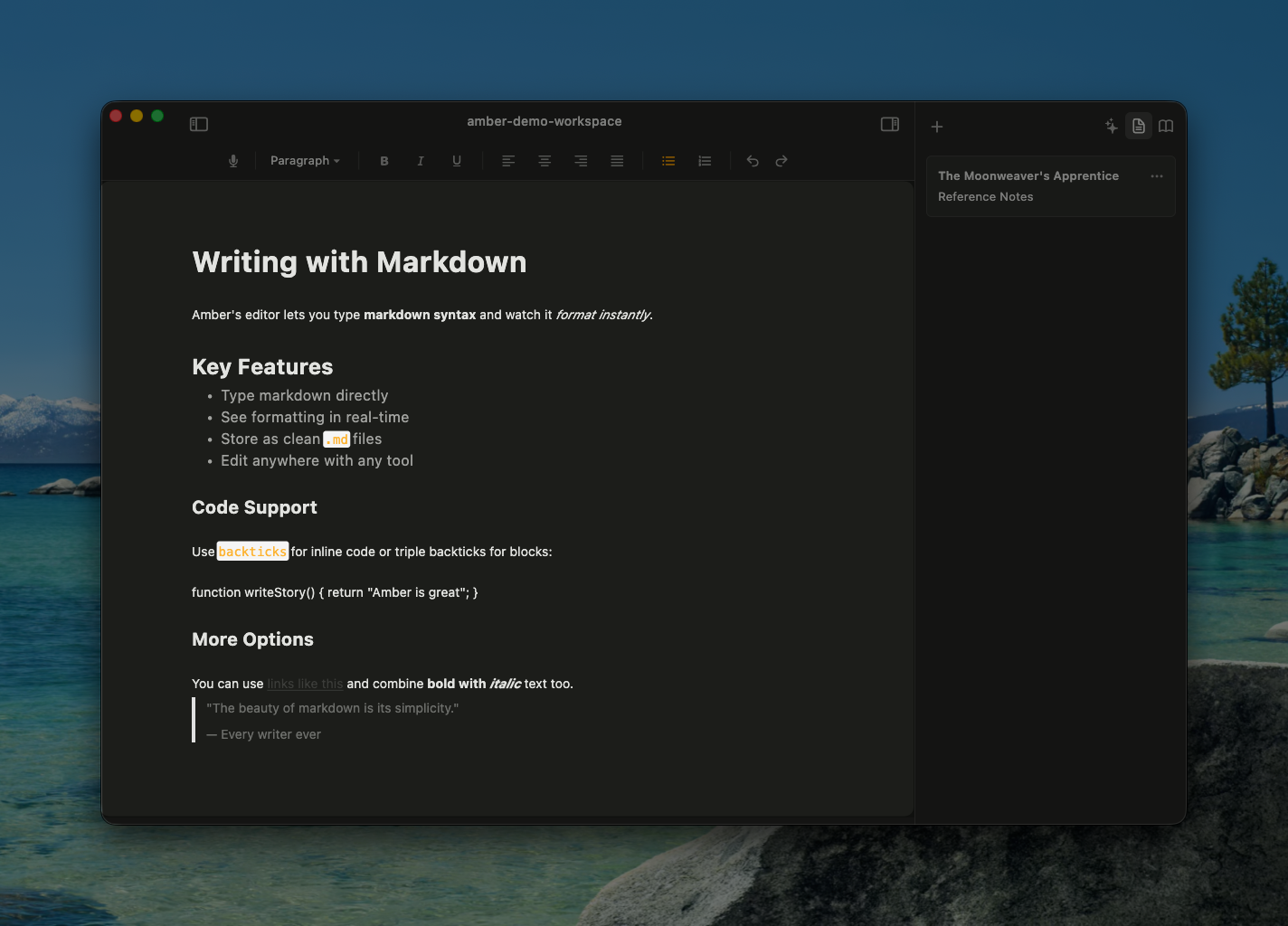 Enhanced notes and sources sidebar