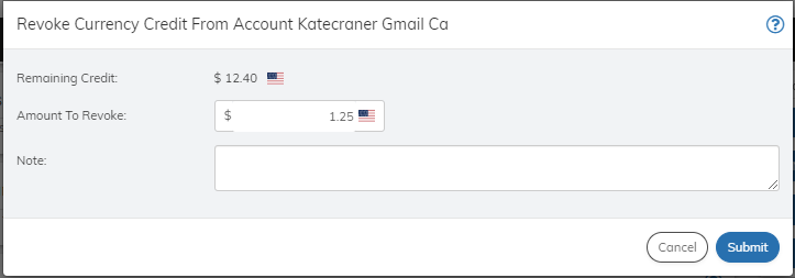 Revoke Credit from Account Example
