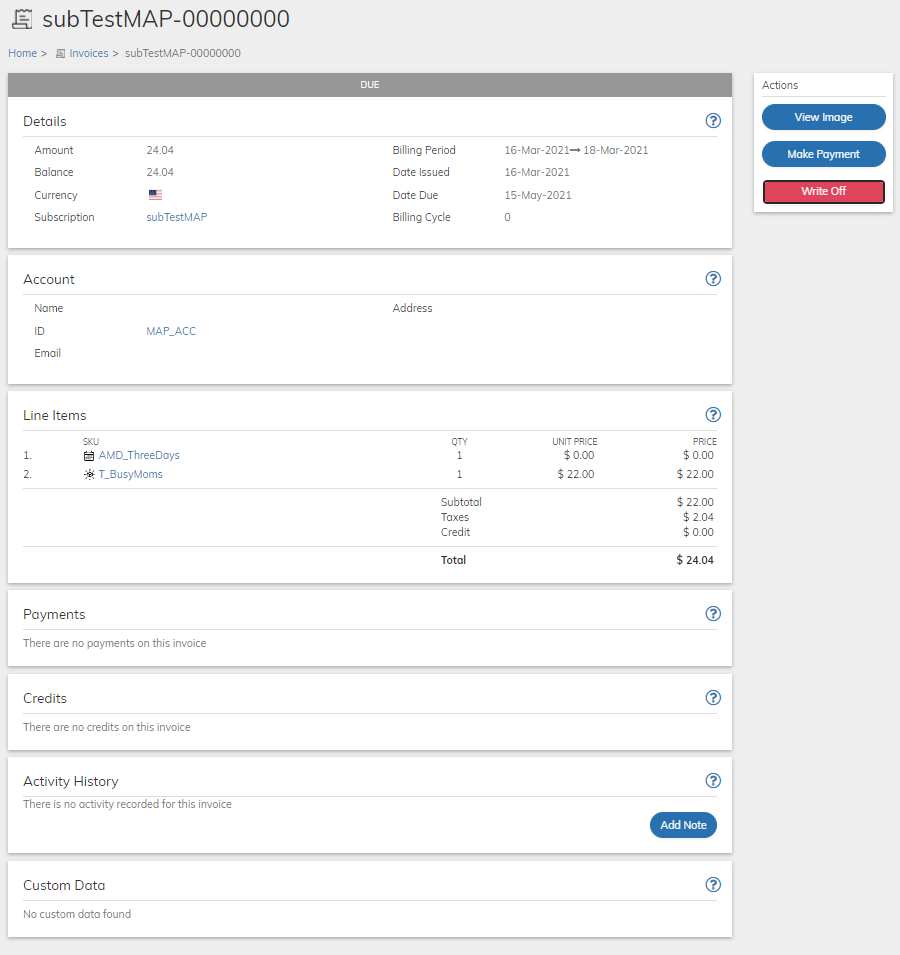 Invoice Page Example