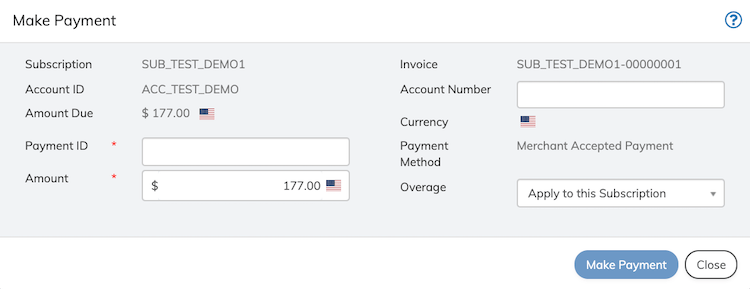 Make Payment Dialog Box