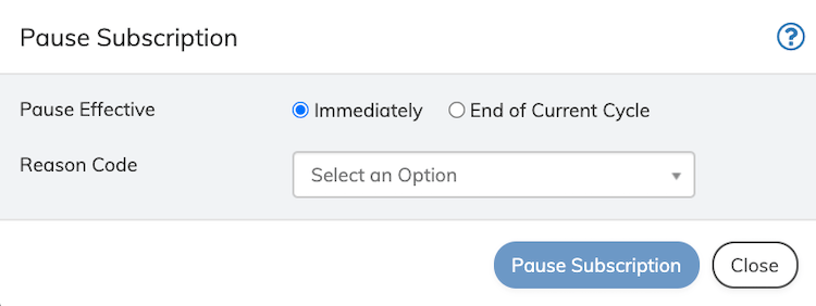 Pause Subscription Dialog Box
