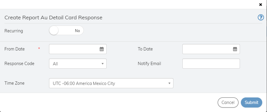 Reports 2.0 - Create Account Updater Detail Card Response Report Screen