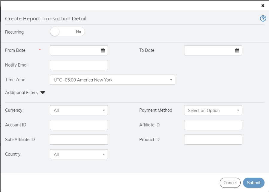 Reports 2.0 - Create Transaction Detail Report