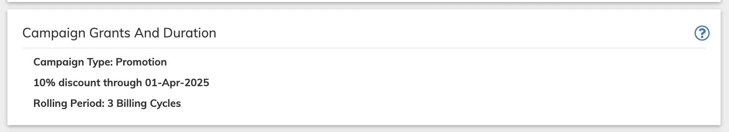 Rolling Period information on the Campaign view page