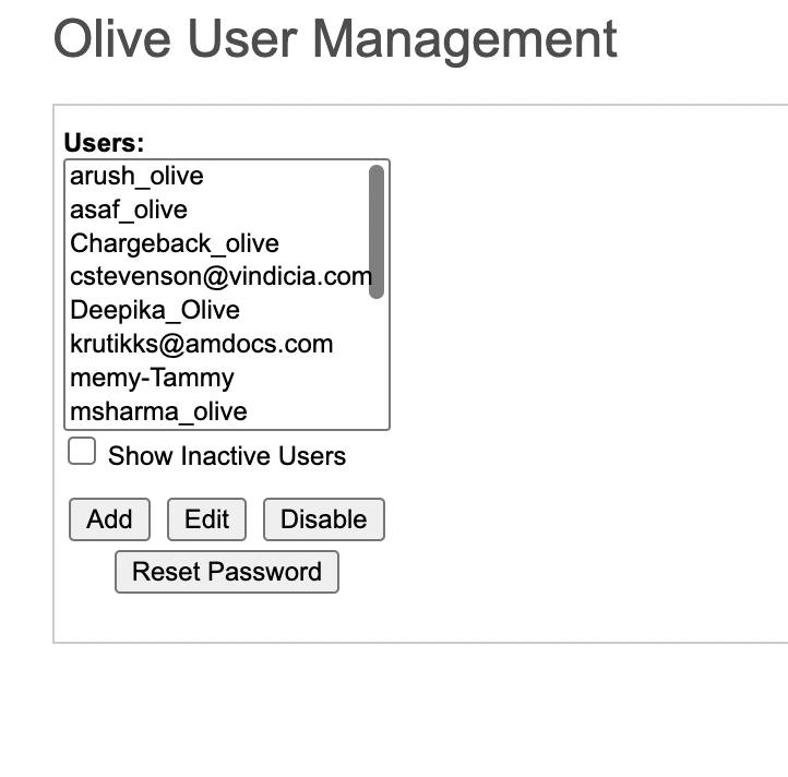 Subscribe/Retain user Management screen