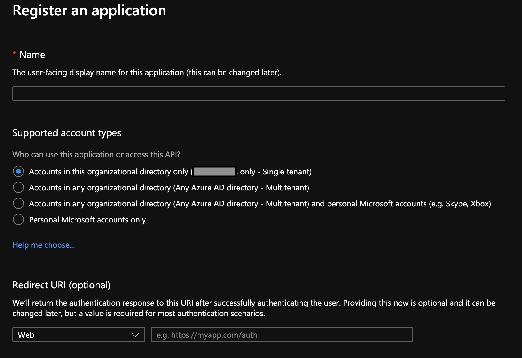 Register an application in Azure