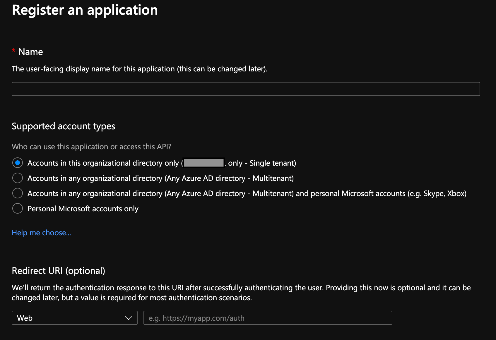 Register an application in Azure