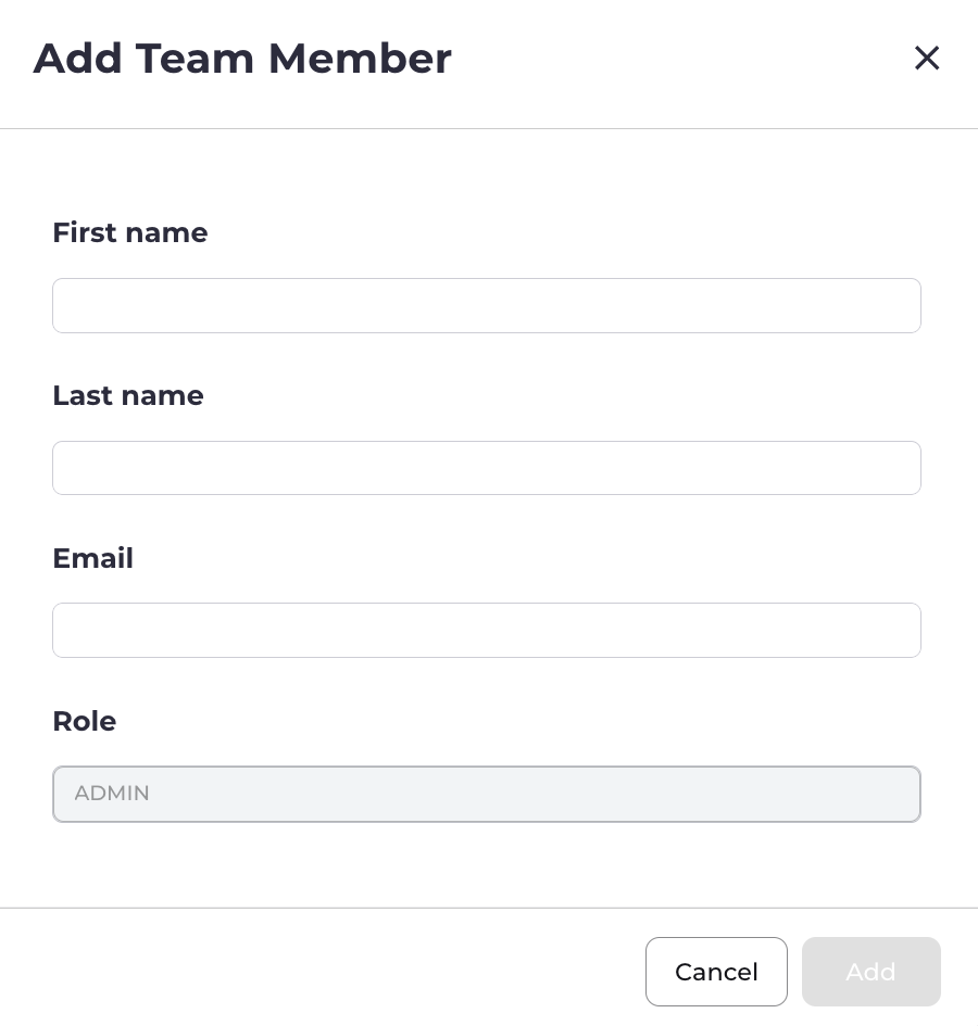 Add Team Member dialog