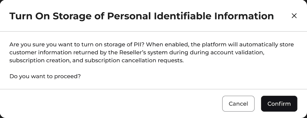 Data Compliance Confirmation dialog