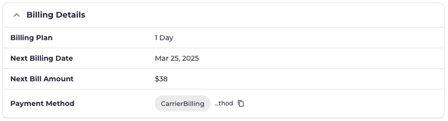 Billing Details