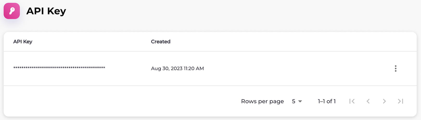 API Key Page
