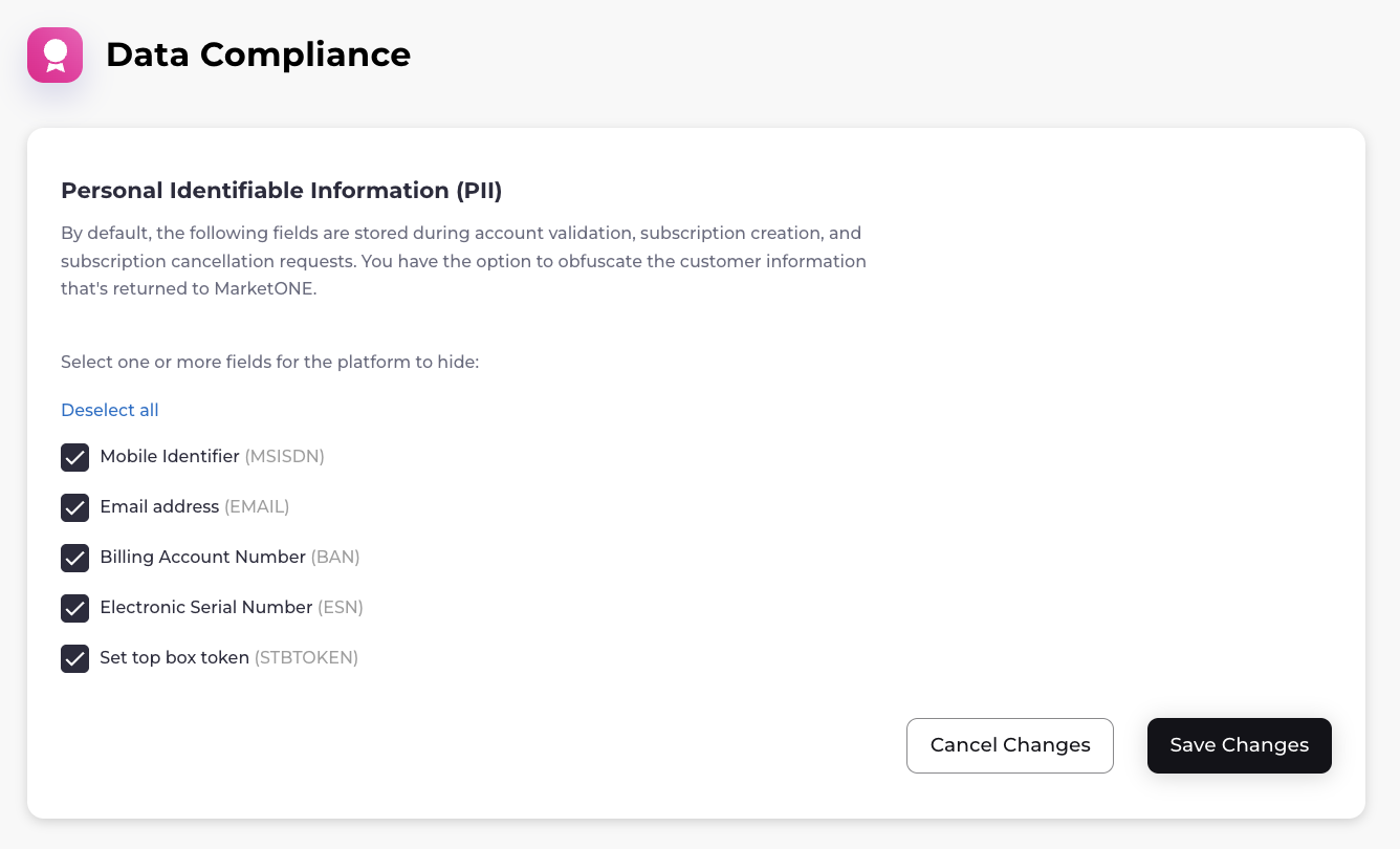 Data Compliance page