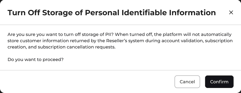 Data Compliance Confirmation dialog