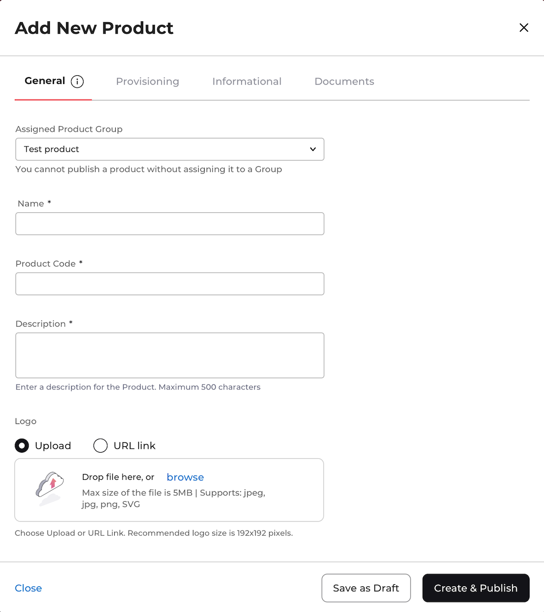 Add New Product box