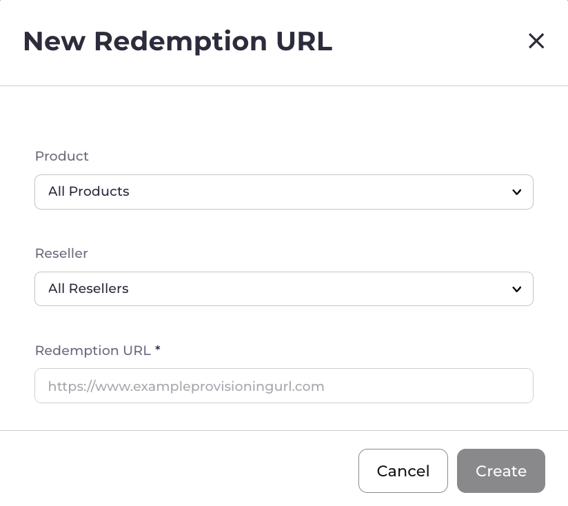 New Redemption URL box