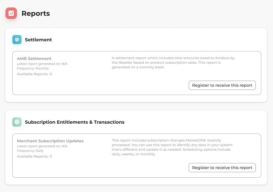 Reports page