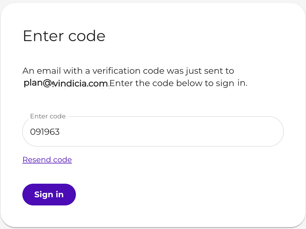 Amdocs IDP One Time Code screen