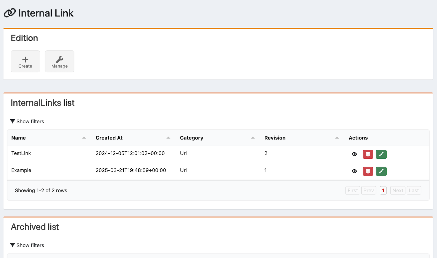 Internal Link page