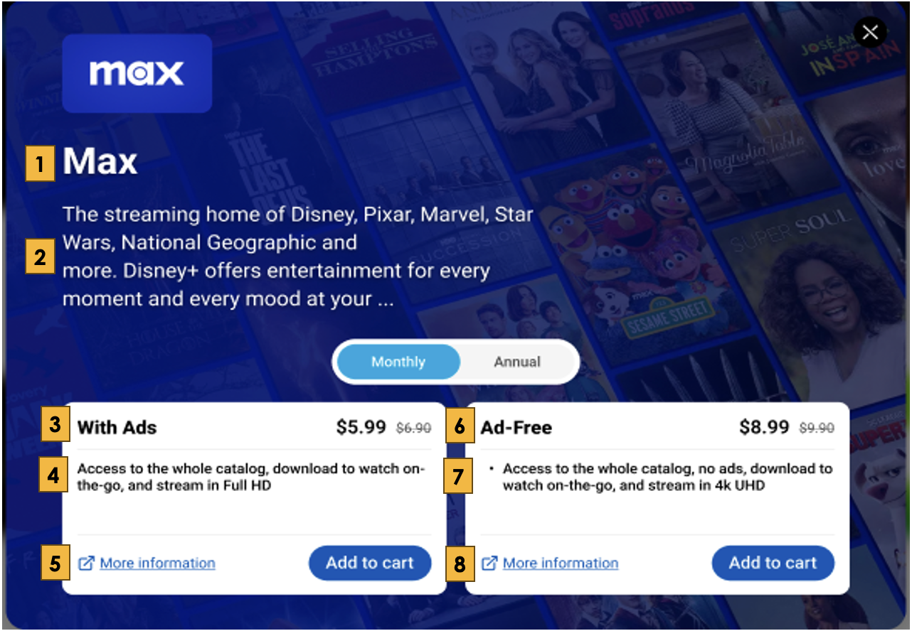 Product group purchase modal example
