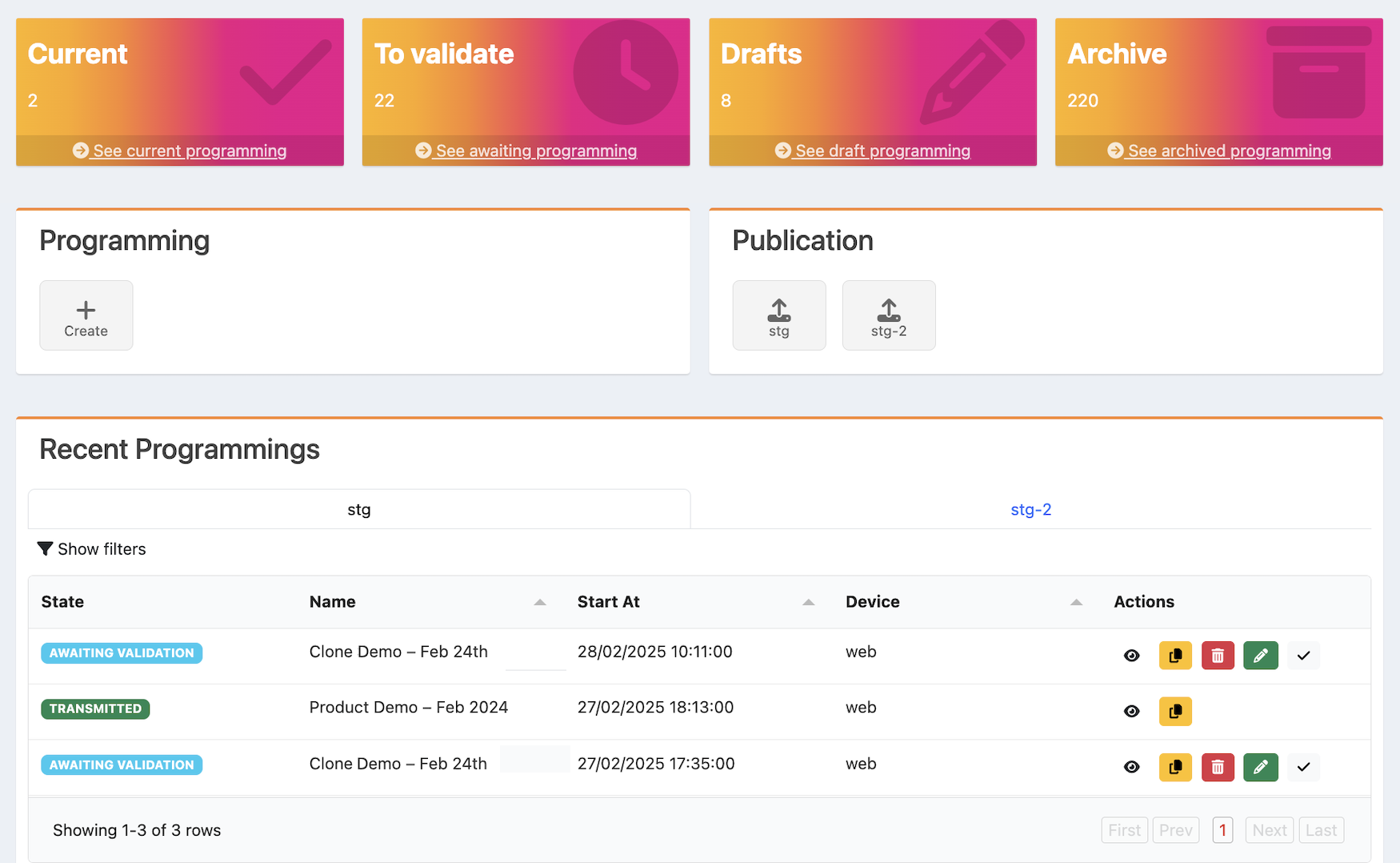 Programming page