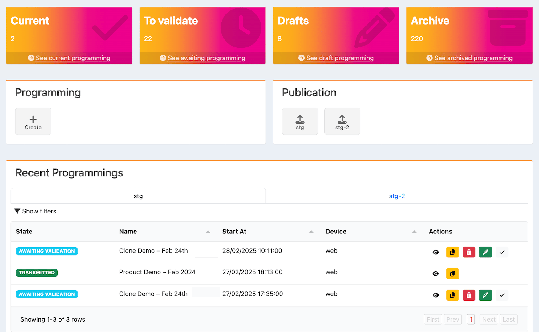 Programming page