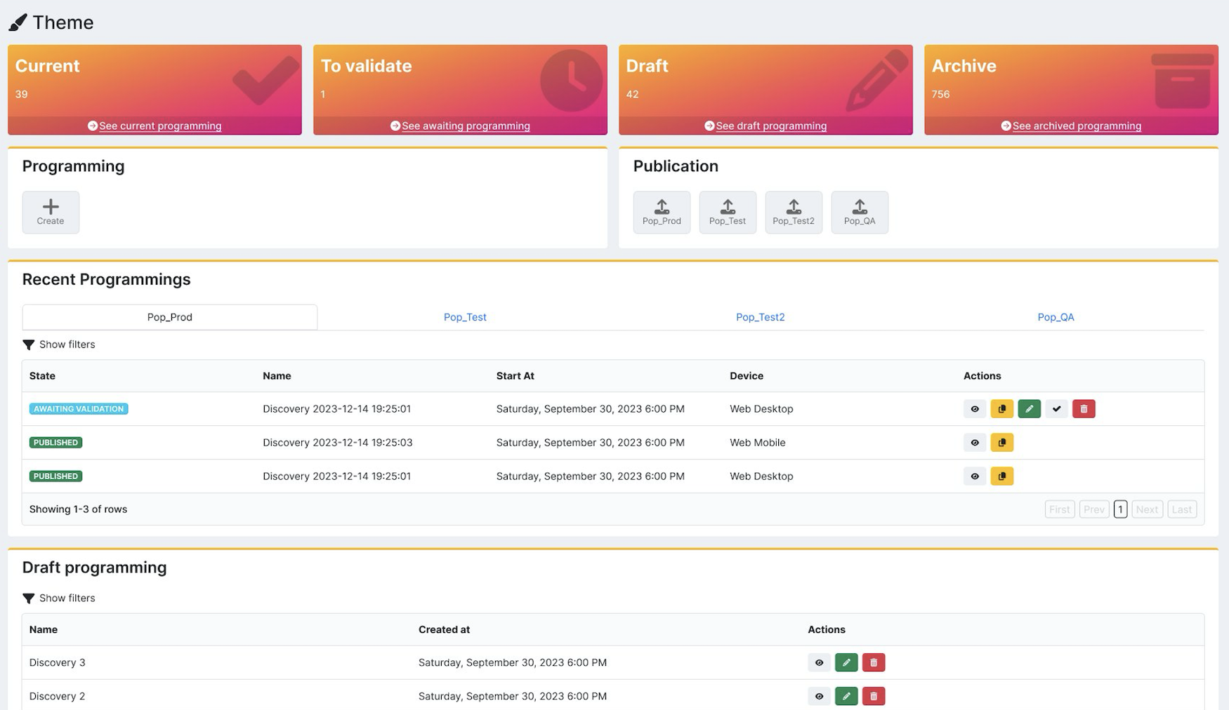 Themes page