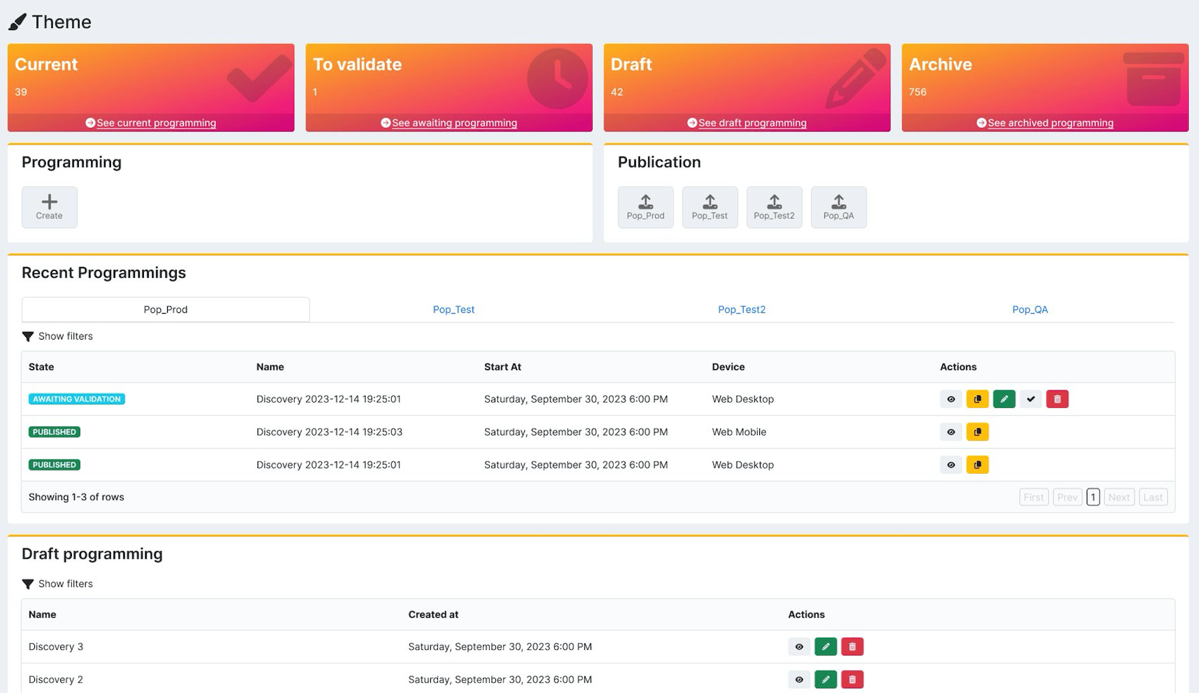 Themes page