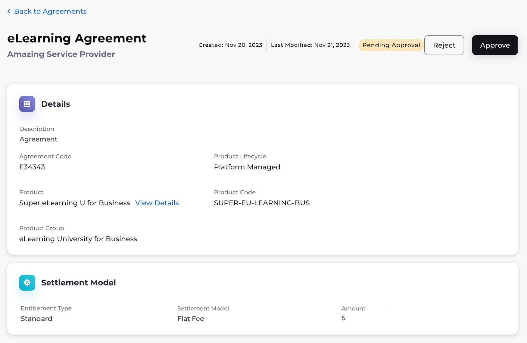 Agreement Page
