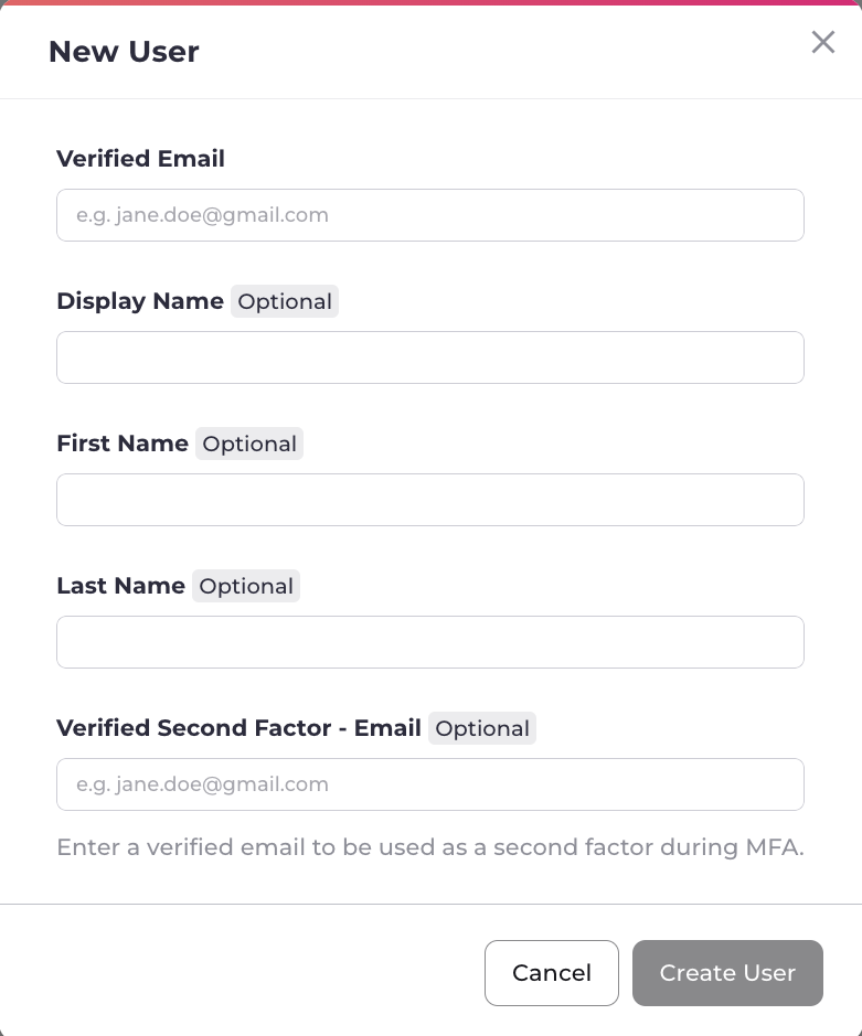 Digital Identity Management Admin Console Add User page
