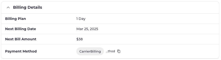 Billing Details