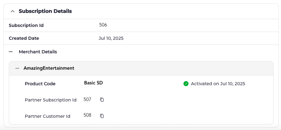 Subscription Details