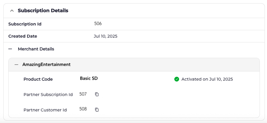 Subscription Details