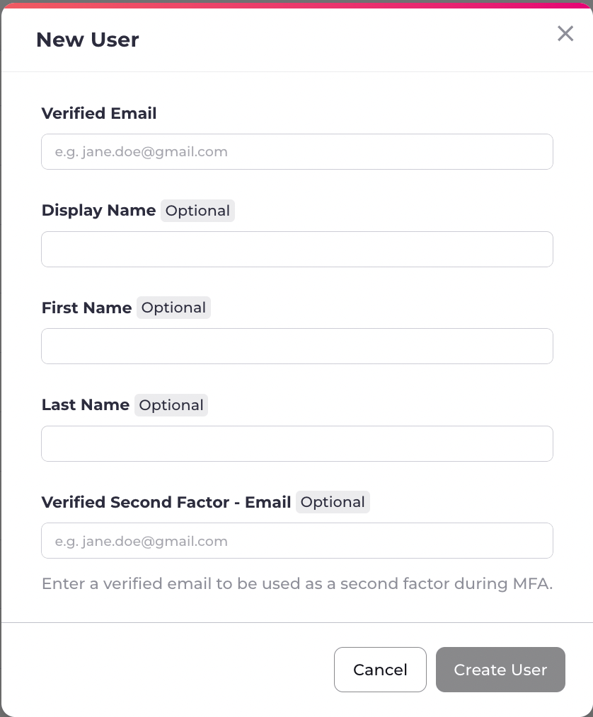 New user details page
