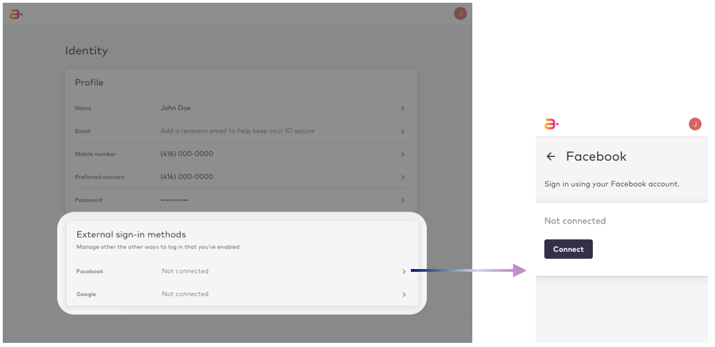 User Identity page