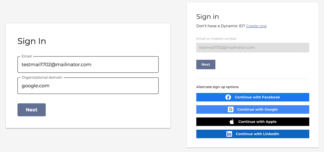 Digital Identity Management Identity Router organization and social provider sign in pages