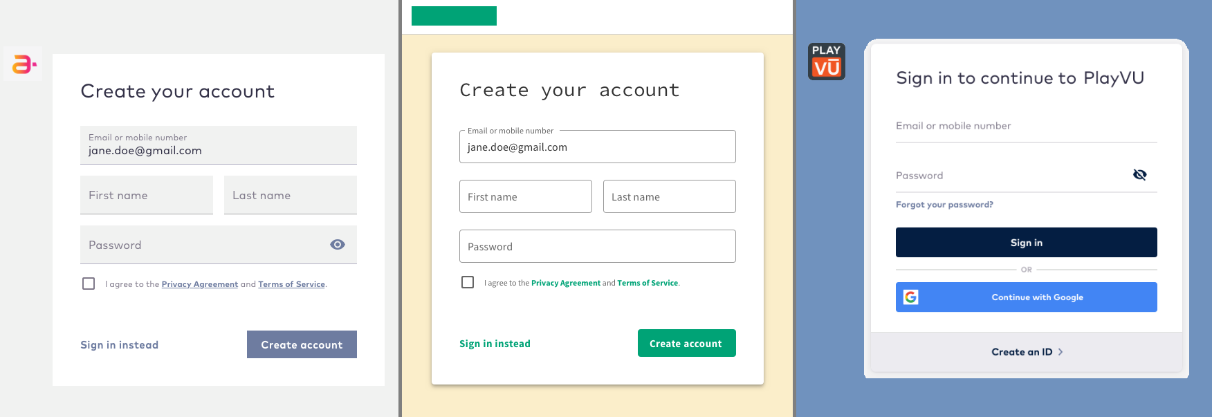 Different themes and branding of the Identity app
