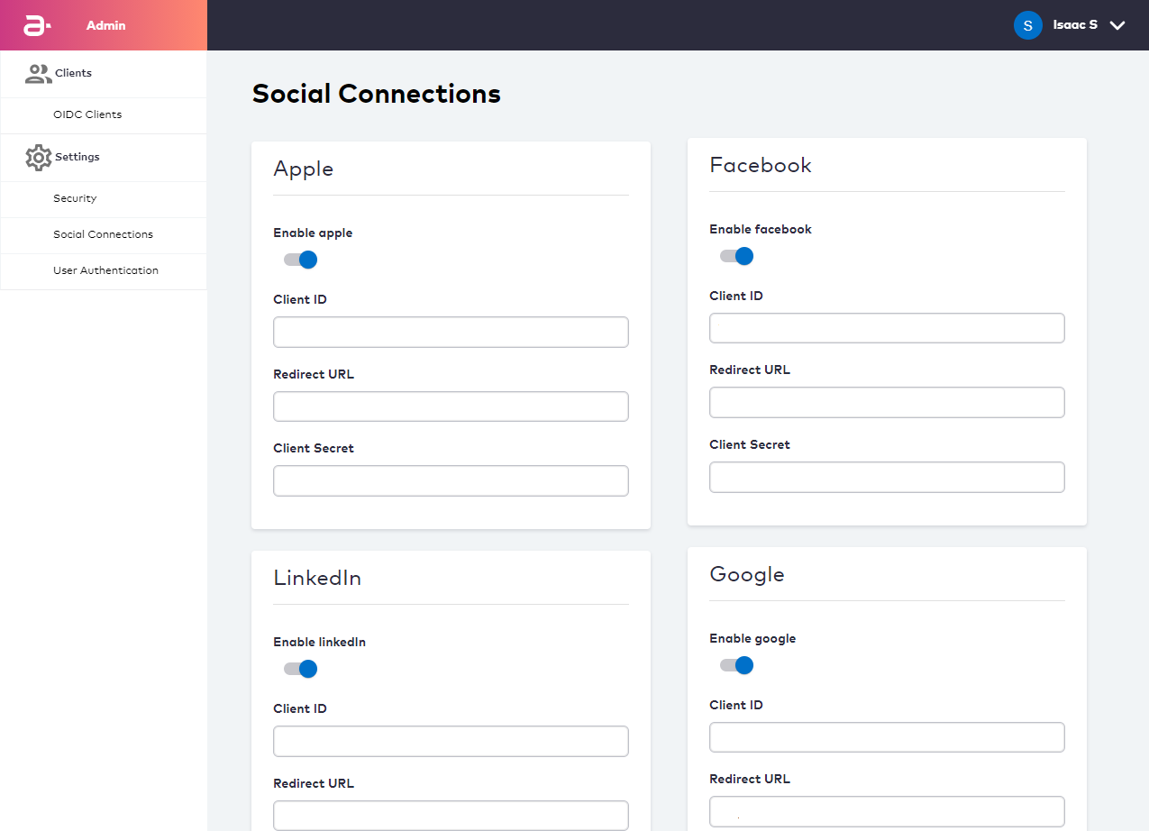 Social Connections Settings