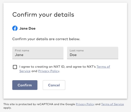 Confirm the user details