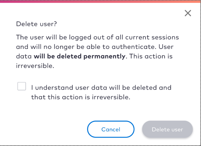 Care console delete user page
