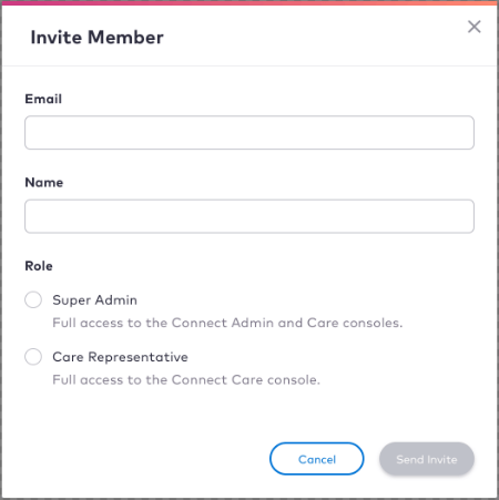 Admin console invite member page