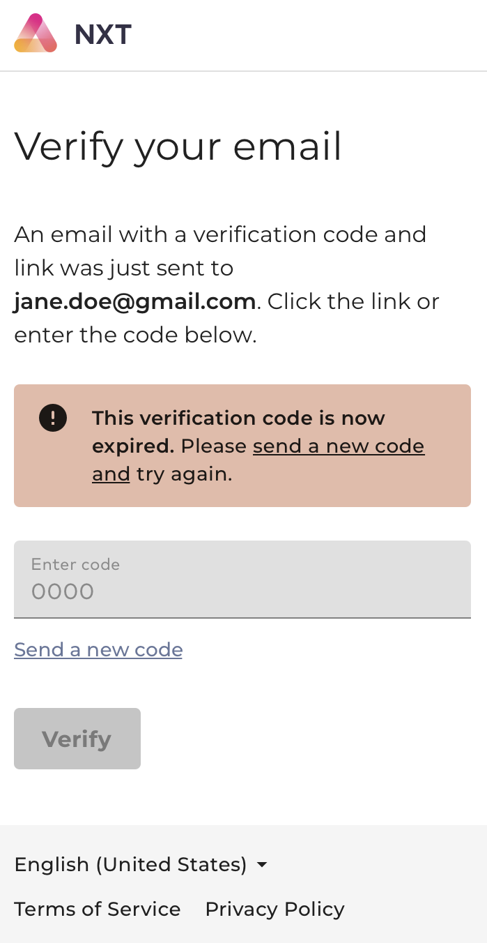 Expired OTP error message