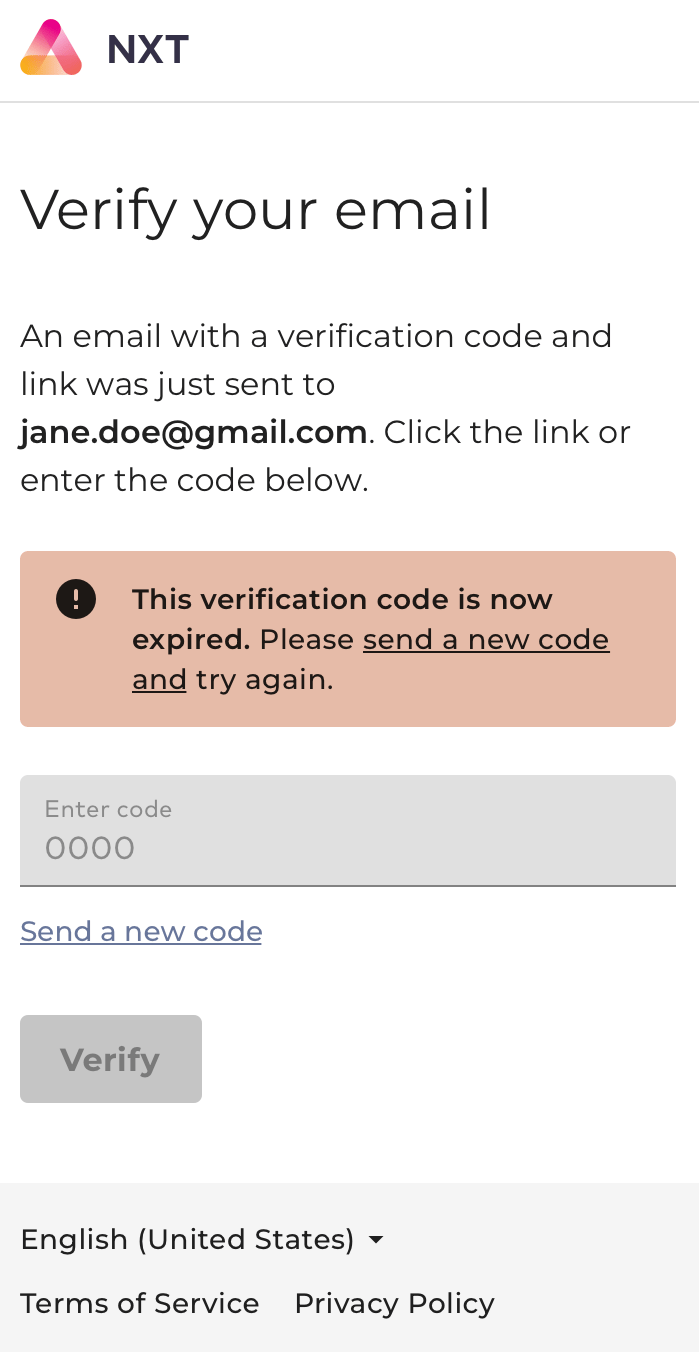 Expired OTP error message
