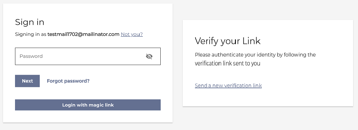 Magic link login and verify prompts
